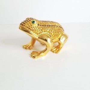 Gold Tone Frog Trinket Box